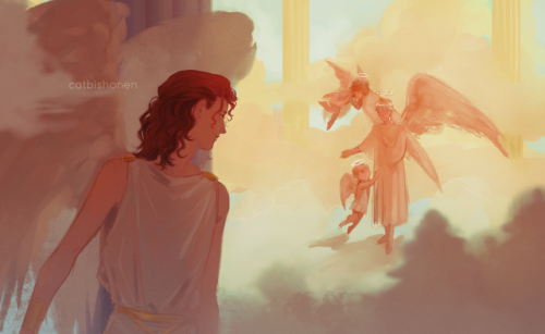 catbishonen:That time long long ago when they were both angels, gazing at one another across the hal