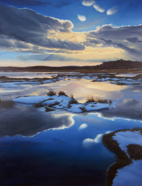 Snow Marsh Sun Clouds painting by Ethan Lima