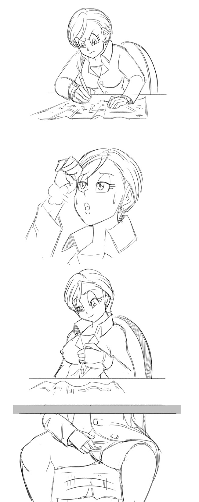   Anonymous said to funsexydragonball: Labcoat Bulma&rsquo;s so stressed. She