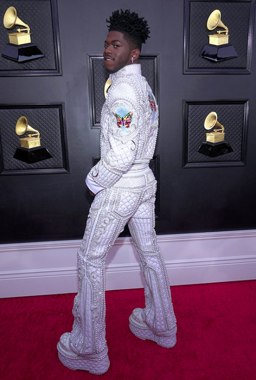 jakegyllenhals:Lil Nas X- on the Red Carpet 64th Annual Grammy Awards | April 3rd, 2022. 