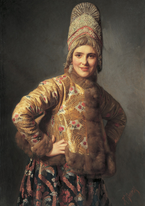 oldroze: Carl Wenig (1830-1908) Russian Girl in Folk Costume