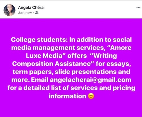 Make sure to hit me up for all of your writing needs #angelacherai #amoreluxe #amoreluxemedia #socia