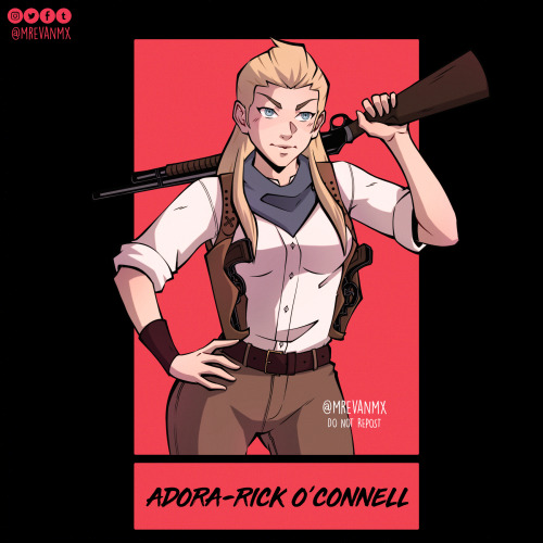 Character # 3 Adora dressed as Rick O'Connell (from The Mummy) - Six characters to dress up for Hall