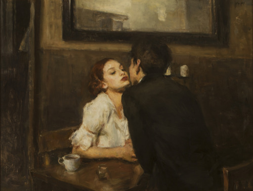 lavendertales:  Kisses and Coffee  Ron Hicks -   Impressionist Figurative painter