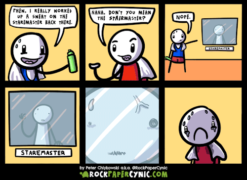 rockpapercynic: Obviously I know a lot about going to the gym. Also, yes, in my comics people can he