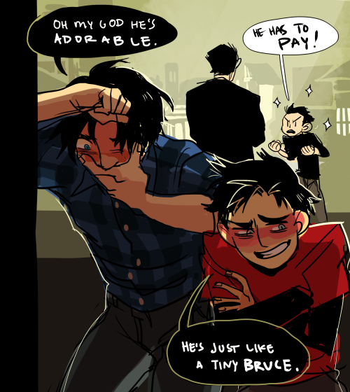 damianwaynessketchbook: This is 100% What I’m going to pretend is happening offscreen the whol