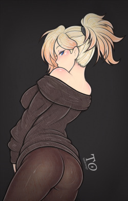 tabletorgy:  second casual mercy drawing! pantyhose ftw.   mama mercy~ &lt;3 &lt;3 &lt;3