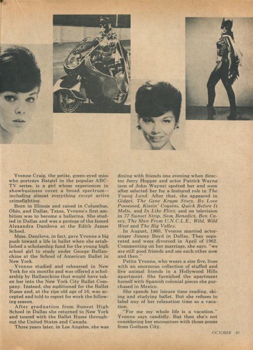 thegroovyarchives:  Yvonne Craig 1967 Interview, from the October, 1967 issue of in magazine.Yvonne Craig (May 16, 1937 - August 17, 2015) 