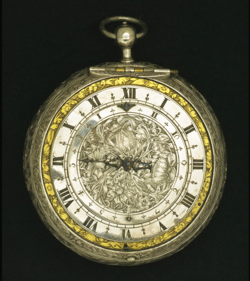 Edward East, clock watch, 1645. London. This clock-watch strikes the hours and has an alarm mechanis