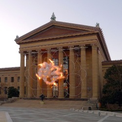 itscolossal:  A Pyrotechnic Artwork by Cai Guo-Qiang Explodes into a Blossom on the Steps of the Philadelphia Museum of Art 