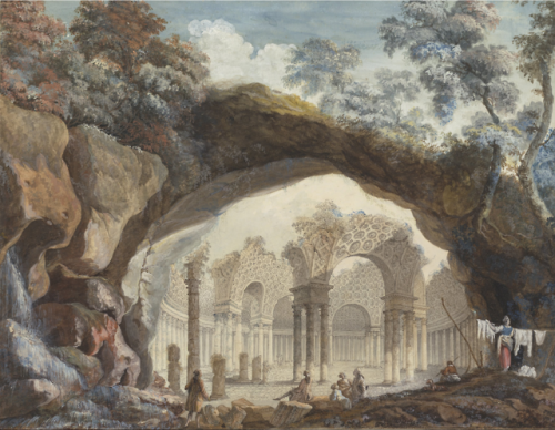 Pierre-Adrien PârisArchitectural Fantasy: Ruins of a Circular Temple Seen through a Natural ArchCirc