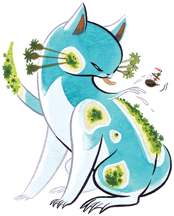 Calico Archipelago is the final evolution of starter-type Tabbypole. When its middle-evolution, Tidalpole, reaches adulthood, the creature completes its transition into its final form. Greatly increasing in size, the creature now hosts small...