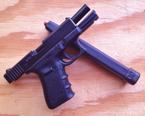 dirty-gunz:  9x33mmr:  johnnysixpack:  9x33mmr:  johnnysixpack:  Because, Happy Stick.  are those glasser safety slugs?  Hornady 135 grain Critical Duty in 9mm  I don’t know that I’ve ever seen plastic tipped pistol rounds   That ain’t called plastic
