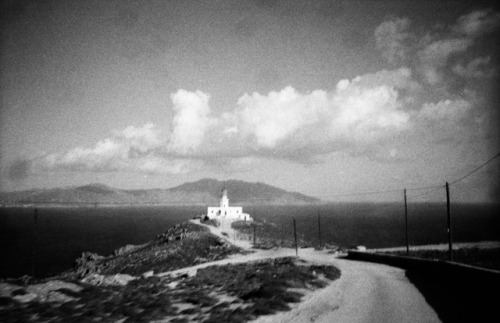 to the lighthouseMykonos, Greece. Kodak TMAX 400 (Expired 2000), Olympus XA, processed and scanned a