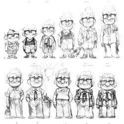 pixarpro:  Mr. Carl Fredricksen (from Up) timeline from a child to an elderly man! 