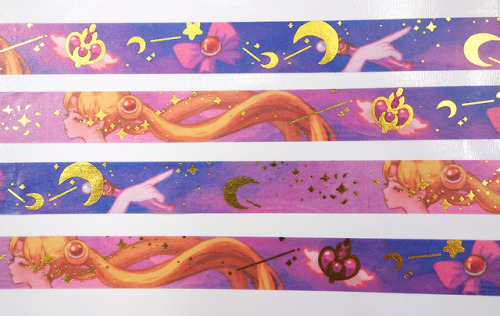 made some sparkly gold foil magical girl washi tapes!!