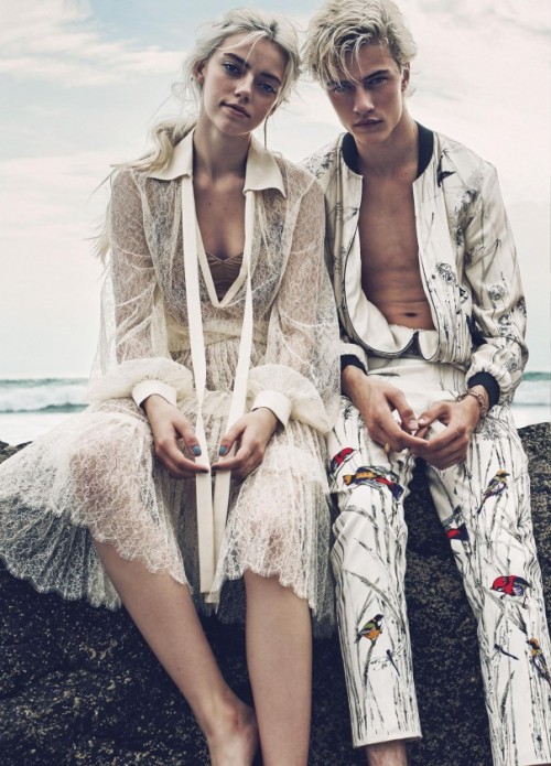somerollingstone:Pyper America & Lucky Blue Smith by Beau Grealy for Marie Claire US January 2