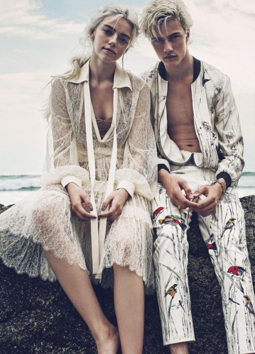 somerollingstone: Pyper America &amp; Lucky Blue Smith by Beau Grealy for Marie Claire US Januar