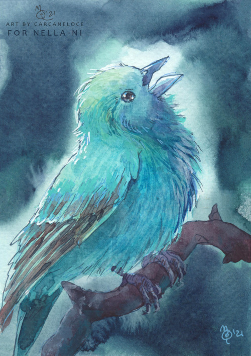 Indigo Bunting / Индиговый овсянковый кардинал for @indicator-paperwatercolour on Fabriano postcard 