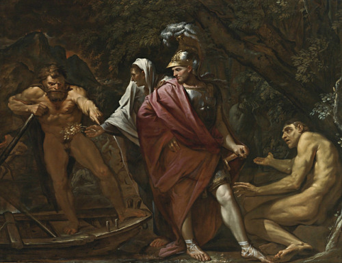 hadrian6:Aeneas on the Bank of the River Styx. 17th.century. Pietro Testa. Italian 1611-1650. oil/ca