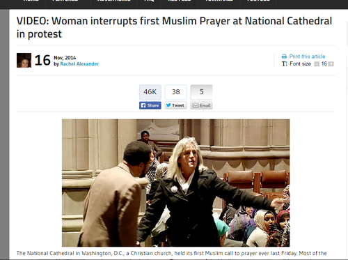 professionalcinnabon:  DID YOU GUYS HEAR ABOUT THIS?  YEAH THE NATIONAL CATHEDRAL WAS HAVING IT’S FIRST EVER MUSLIM PRAYER HUGE RIGHT? Well this lady comes in during the prayer and shouts, “Jesus Christ died on that cross over there!” He is the