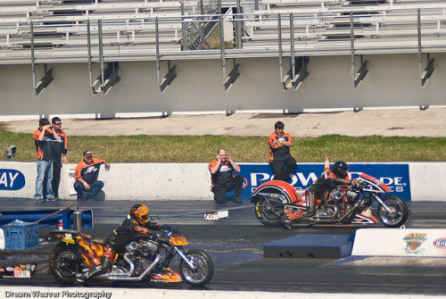 big-dewlittle:  Harley Drag Bikes at the starting line by Dream Weaver Photography on Flickr. 