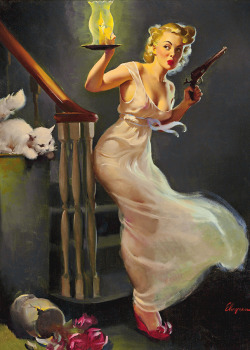 vintagegal:  “Looking for Trouble” by Gil Elvgren, 1950