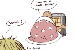 blauerozen:  Genos is jealous of home appliances,