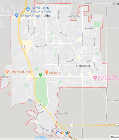 Cabinet Painters Map of Brentwood CA