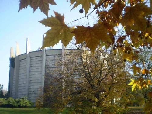 Autumn in Slowacki’s park in city Wroclaw, Poland, feat. Rotunda (a round building-museum with only 