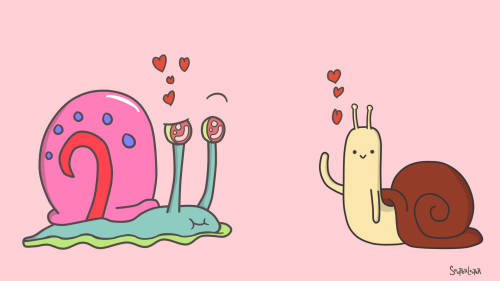 legendofquinn:  I drew this so long ago! I forgot about it ;;____;; Gary the Snail and the Snail in Adventure Time! :3 -Quinn 