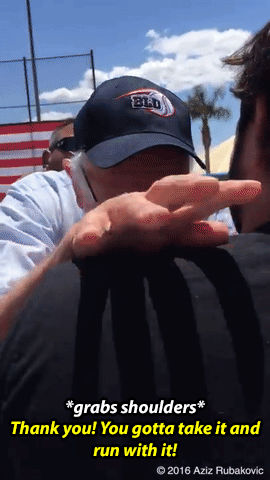 thingstolovefor:  Today, Bernie grabbed me by the shoulders, looked me in the eye, and inspired me! 