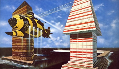 70sscifiart:  “Over the course of more than 1,000 covers, the Foss future gradually gained recognizable themes regardless of whose book they adorned. Massive tanks and robots commonly scavenged through decaying piles of machinery on brutalist alien