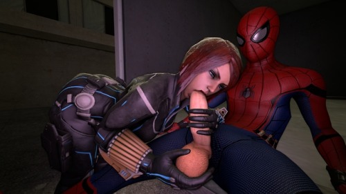 Black Widow and Spider-Man goes on a stealth mission