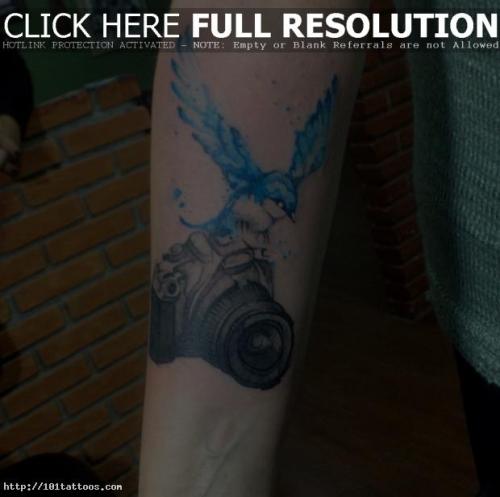 Watercolor Blue Bird TattooView Post