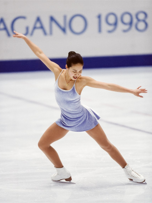 poemforthesmallthings: Michelle Kwan at the 1998 Winter Olympic Games in Nagano, Japan.Photo by Davi