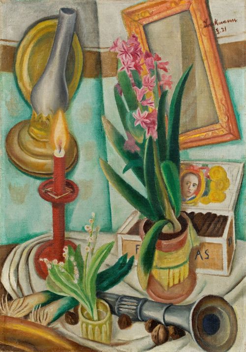 thunderstruck9:Max Beckmann (German, 1884-1950), Stilleben mit brennender Kerze [Still Life with a B