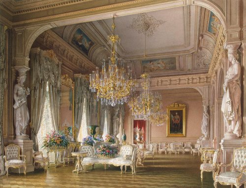 oldpaintings:Mansion of Baron A.L. Stieglitz, 1871 by Luigi Premazzi(Italian, 1814–1891)
