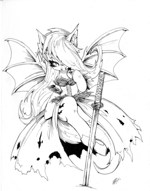 dustysculptures: alts-art:  INKTOBER DAY 16FlutterShinobu Fluttershy has embraced her transformation and has become   Kiss-Shot Acerola-Orion Heart-Under-Blade FlutterBat Oshino!!!  My gawd. This is amazing~ 