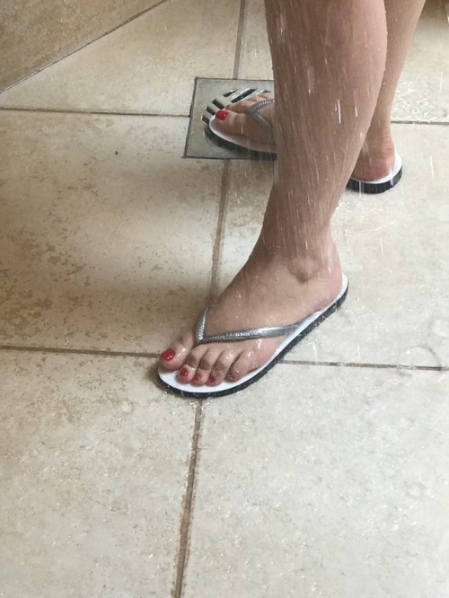 Silver flip flops on Flip Flop Friday.