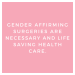 genderqueerpositivity:(Image description 1: white text on a blue background with a white border that says “Gender affirming hormone therapy is necessary and life-saving health care.” 2: white text on a pink background with a white border that