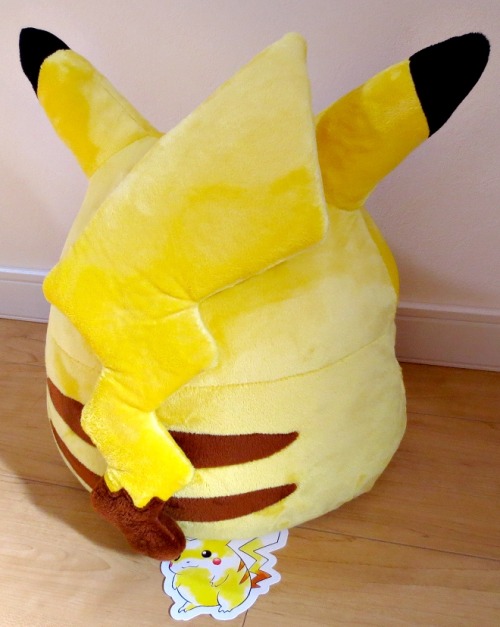 sunyshore:  Yesterday I went out to get my life-size AND real life WEIGHT limited and very exclusive Pikachu plush by BEAMS! Just like the real Pikachu, he is .4 meters tall and weighs 6 kilograms… I didn’t know how heavy 6 kilograms was until I picked