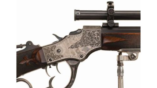 Engraved Pope Stevens No. 52 breechloading target rifle, United States, late 19th century.from Rock 