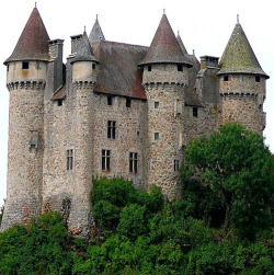 castlesandmanorhouses:  Château de Val, Les Fontilles, 15270 Lanobre, Cantal, France. www.castlesandmanorhouses.com The Château is located on the shore of the Lake Bort-les-Orgues. It is classé as a Monument historique. 