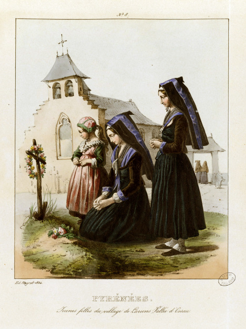 &ldquo;Pyrénées - Jeunes filles du village de Laruns, Vallée d'Ossau&rdquo; by Édouard Pingret, 1843
