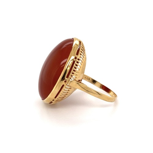 18k Yellow Gold Banded Agate Ring