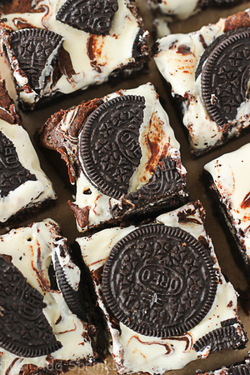 verticalfood:  Marshmallow Swirled Oreo Brownies 