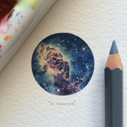 mymodernmet:Miniature Watercolor Paintings of Space by Lorraine Loots