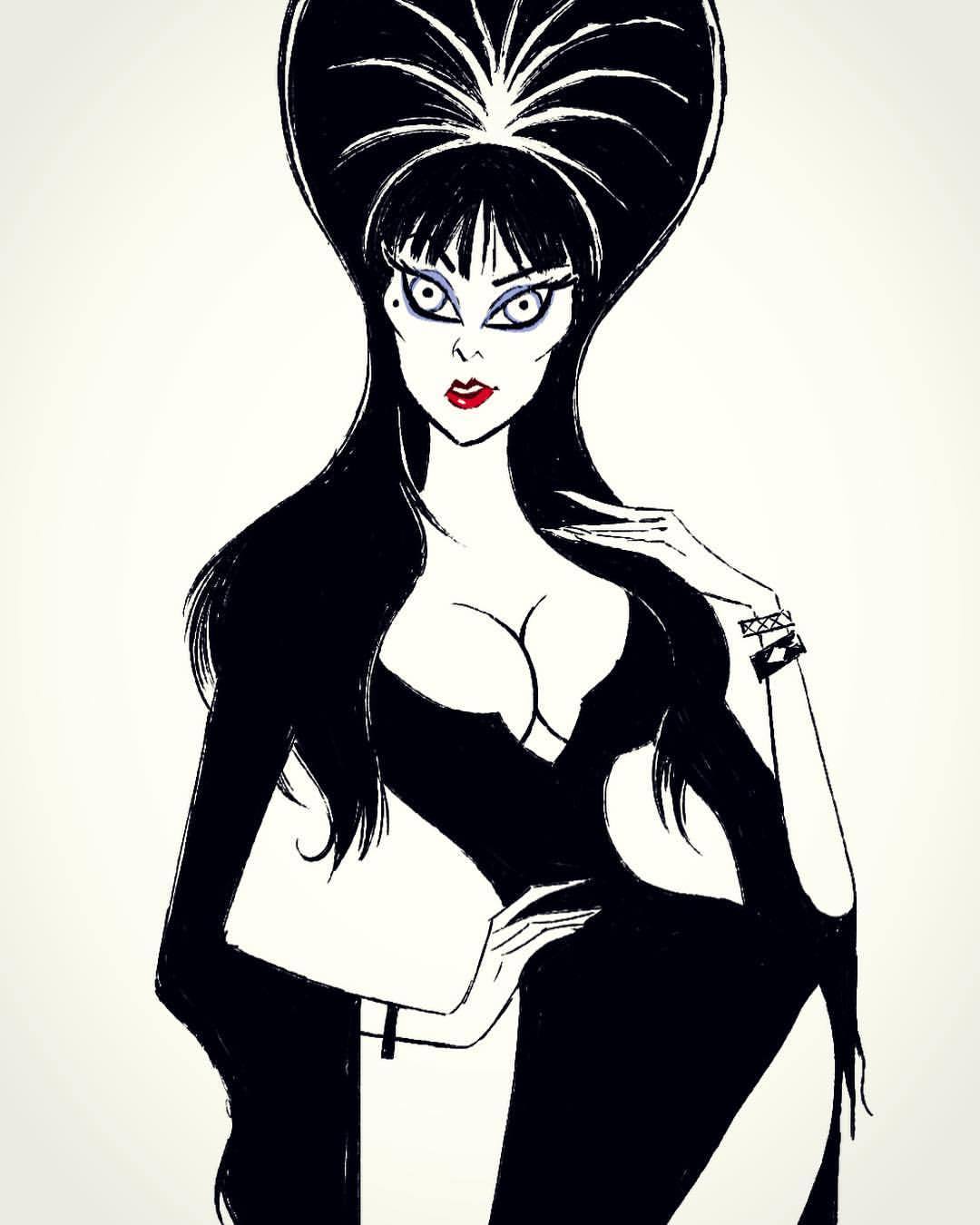 artofandrewchesworth: #inktober2017 Day 2 - Elvira, Mistress of the Dark #inktober