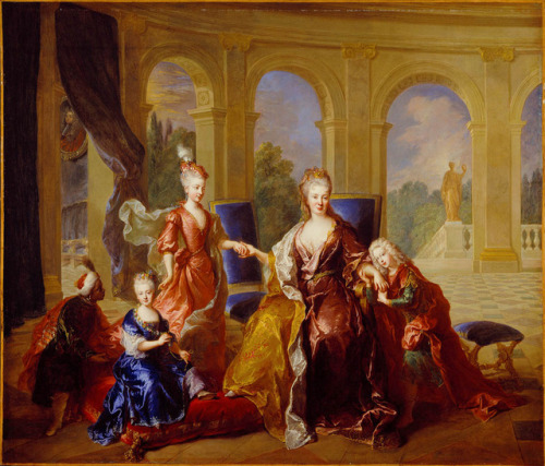 Portrait of a family, presumed to bee the Marquise de Franqueville and her children by Francois de T